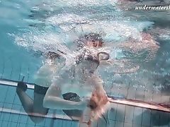 Fierce Ginger-haired Ultra-cutie Salaka Ribkina Swimming In A Pool