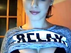 Sexy French Friend Showcasing Big Natural Boobies Webcamming With Me